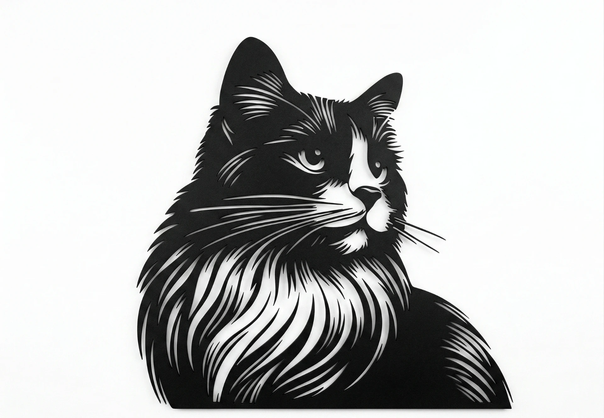 plaque déco chat design (Noir mat, S (20x20cm))