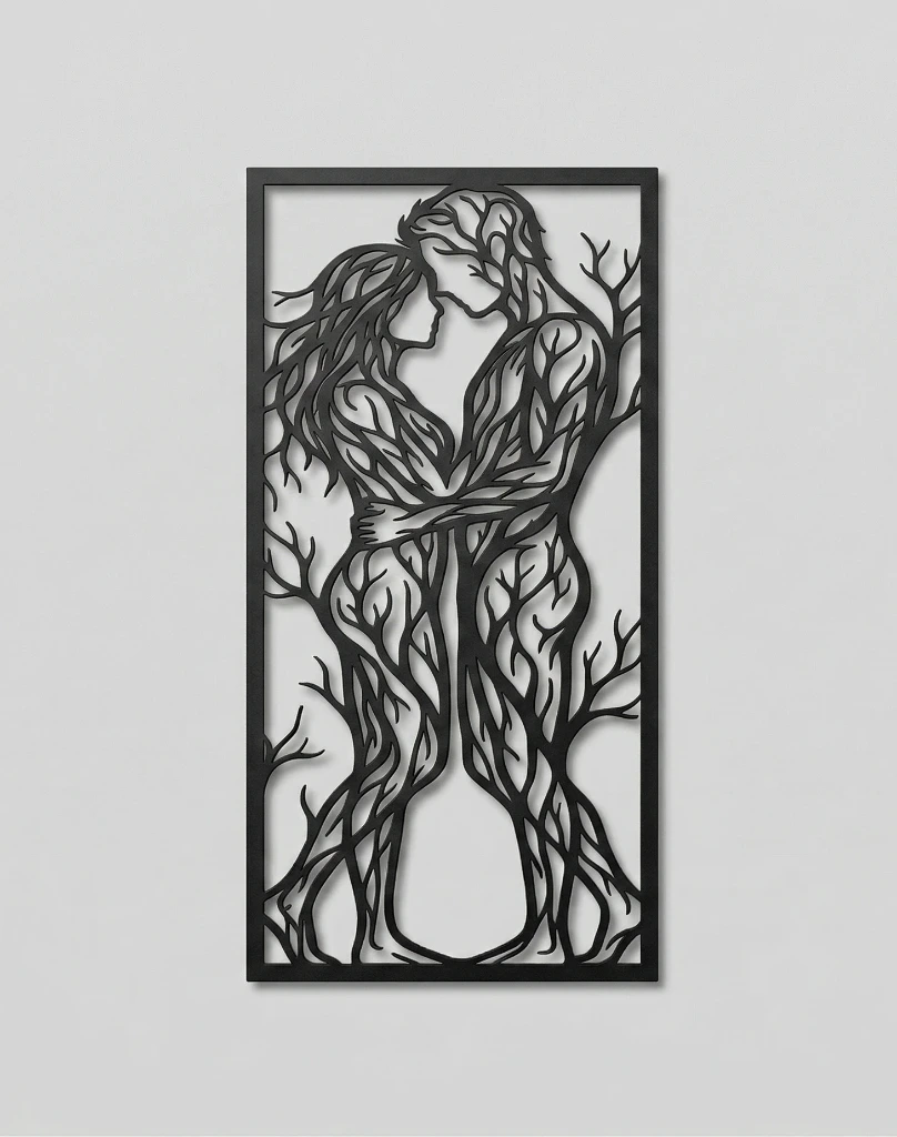 Couple arbre (Noir mat, S (24x16cm))