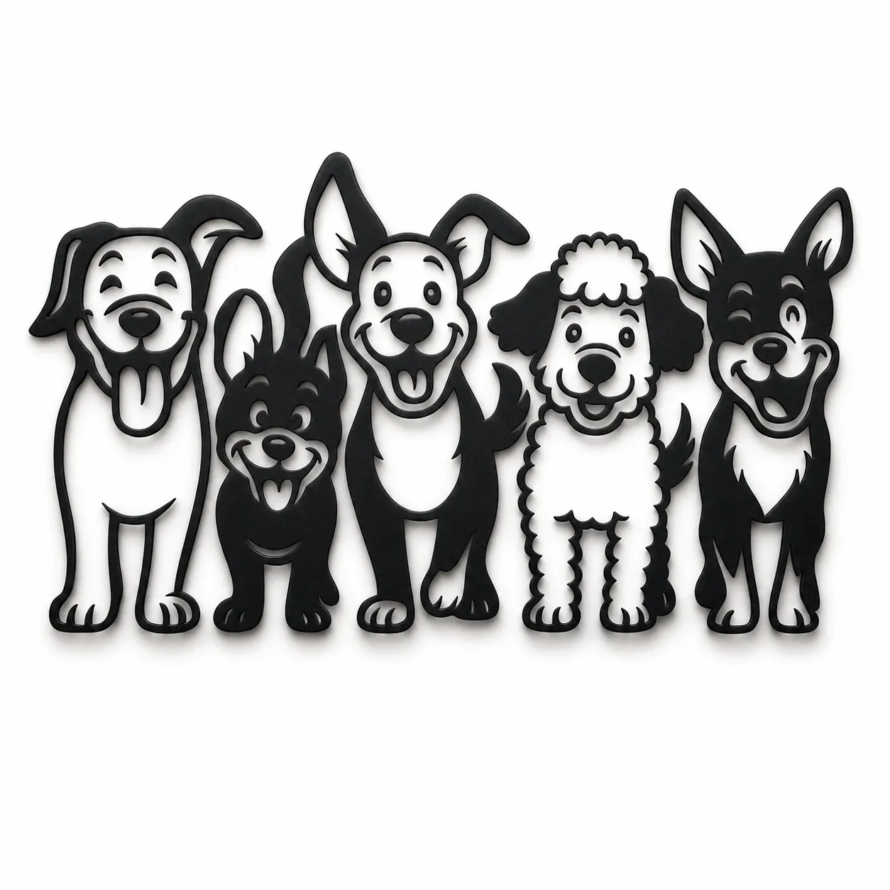 Bande de chiens (ALU noir mat  -S- (24cmx16cm))