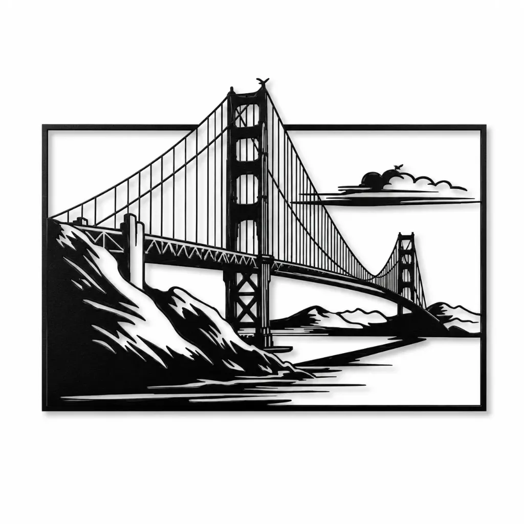 Pont de San Francisco (ALU noir mat  -S- (24cmx16cm))