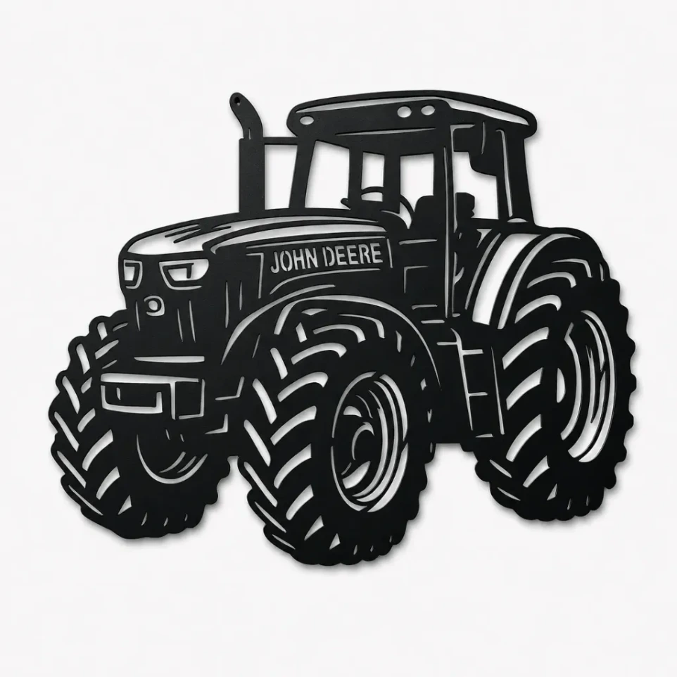 Tracteur John Deere (ALU noir mat  -S- (24cmx16cm))