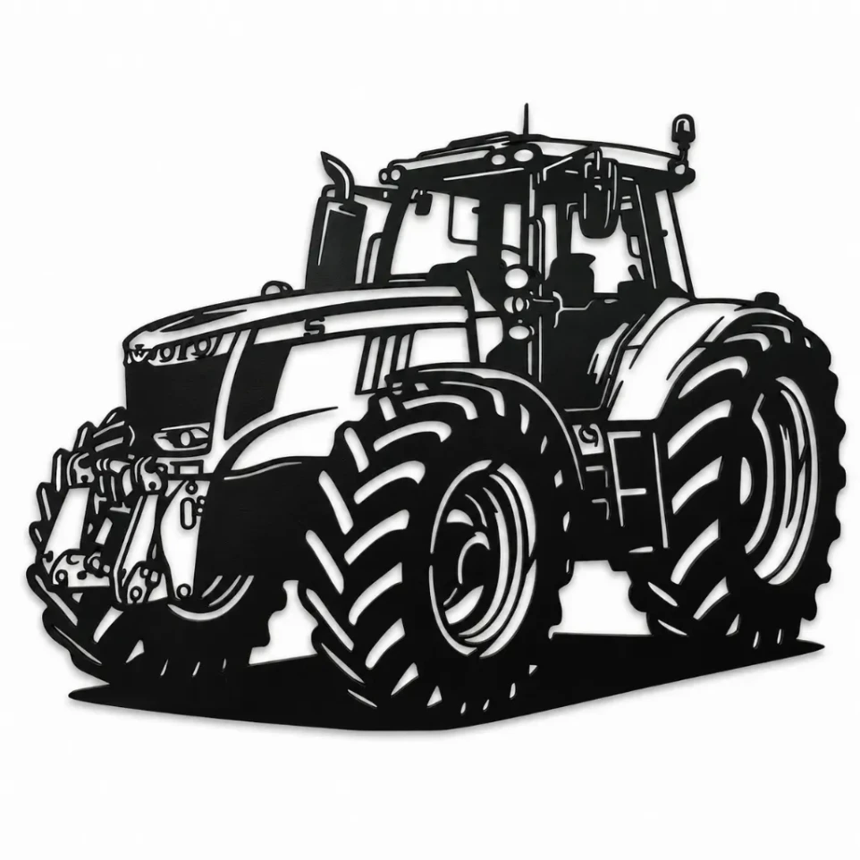 Tracteur Massey Ferguson (ALU noir mat  -S- (24cmx16cm))