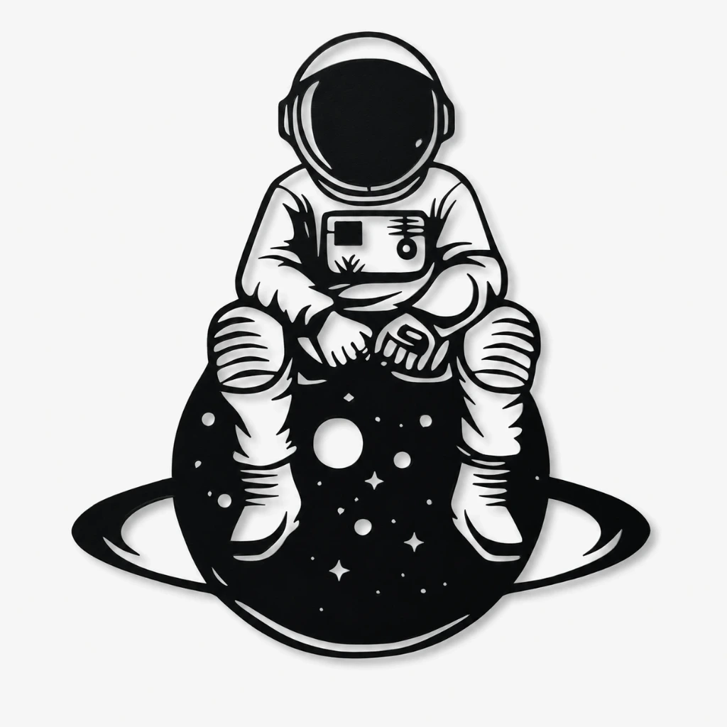 Astronaute (ALU noir mat  -S- (24cmx16cm))