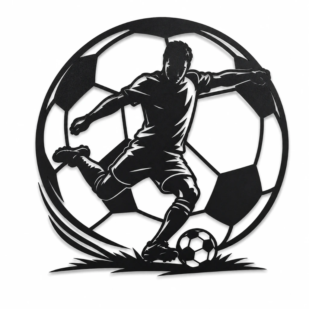 Football (ALU noir mat -Carré S- (20cmx20cm))